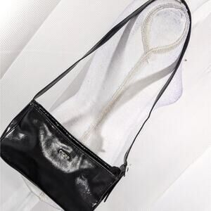 NWOT! CIDER! SHINY BLACK VEGAN LEATHER MIN-BAG, PURSE, HANDBAG!